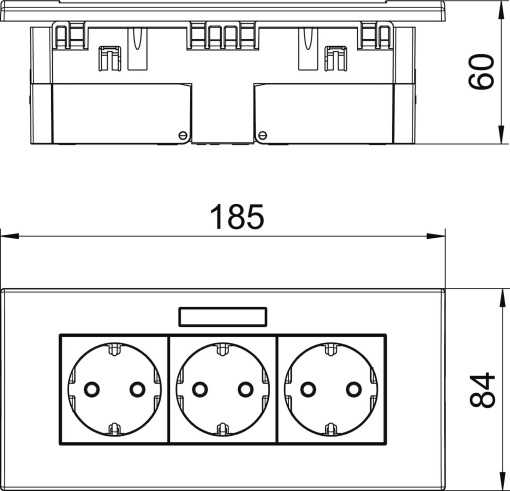 Unidade de tomadas Modul 45, triplo 84x185x59mm Policarbonato branco puro RAL 9010