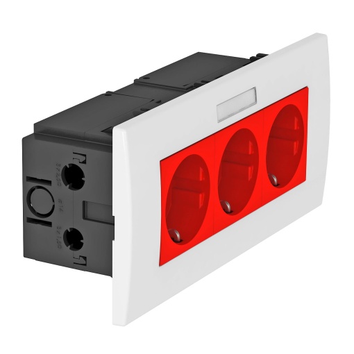 Unidade de tomadas Modul 45, triplo 84x185x59mm Policarbonato vermelho RAL 3001
