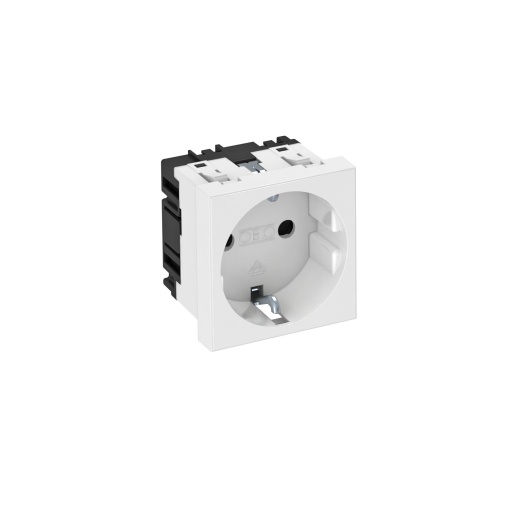 Tomada 0, simples Alvéolos protegidos 250V, 1016A Policarbonato branco puro RAL 9010