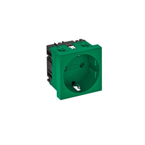 Tomada 0, simples Alvéolos protegidos 250V, 1016A Policarbonato verde menta RAL 6029