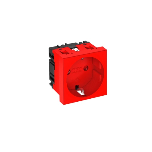 Tomada 0, simples Alvéolos protegidos 250V, 1016A Policarbonato vermelho RAL 3001