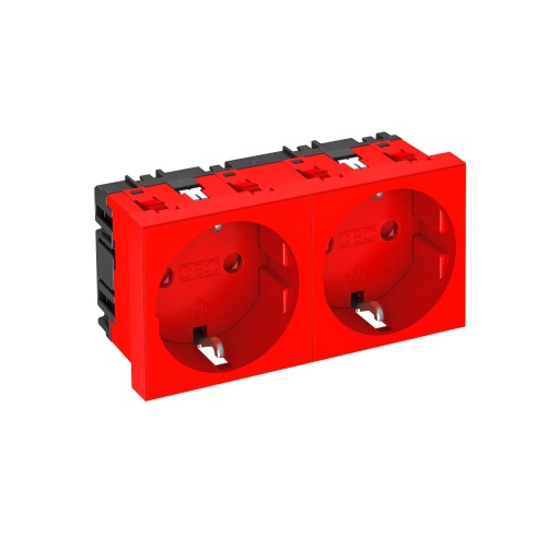 Tomada 0, dupla Alvéolos protegidos 250V, 1016A Policarbonato vermelho RAL 3001