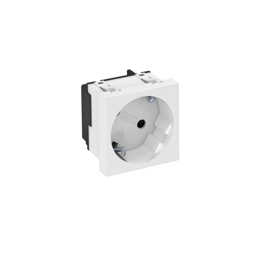 Tomada 33, simples Alvéolos protegidos 250V, 1016A Policarbonato branco puro RAL 9010
