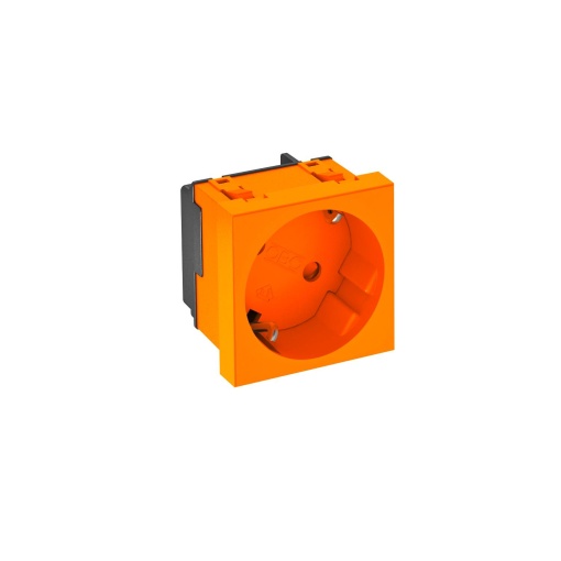 Tomada 33, simples Alvéolos protegidos 250V, 1016A Policarbonato cor de laranja RAL 2004