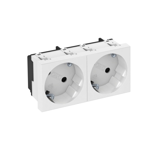 Tomada 33, dupla Alvéolos protegidos 250V, 1016A Policarbonato branco puro RAL 9010