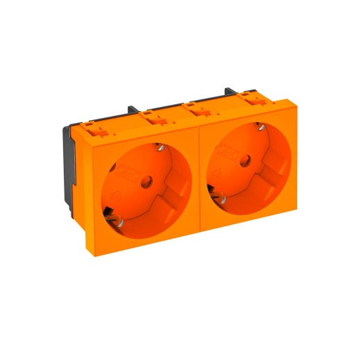 Tomada 33, dupla Alvéolos protegidos 250V, 1016A Policarbonato cor de laranja RAL 2004