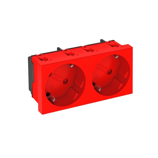 Tomada 33, dupla Alvéolos protegidos 250V, 1016A Policarbonato vermelho RAL 3001
