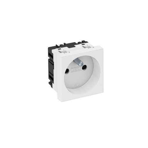 Tomada 0, simples com pino de terra 250V, 1016A Policarbonato branco puro RAL 9010