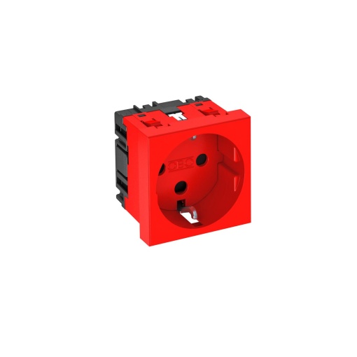 Tomada 0, simples, encrav. Alvéolos protegidos 250V, 1016A Policarbonato vermelho RAL 3001