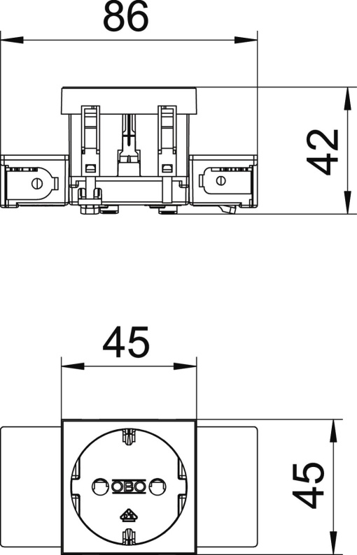 Socket 0, single protective contact, Connect 45 250V, 1016A Policarbonato cinzento antracite RAL 7021