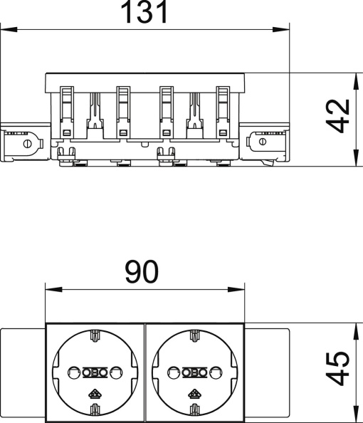 Socket 0, double protective contact, Connect 45 250V, 1016A Policarbonato cinzento antracite RAL 7021