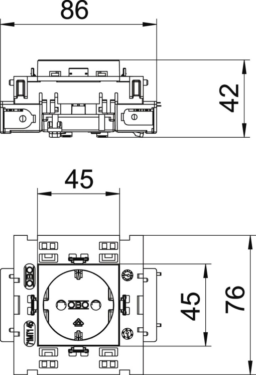 Socket 0, single protective contact, Connect 80 250V, 1016A Policarbonato cinzento antracite RAL 7021