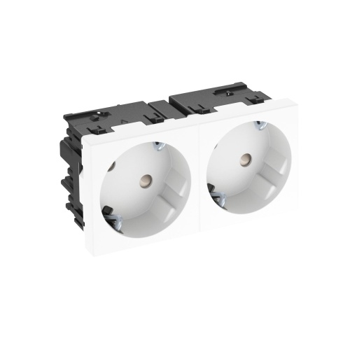 Tomada 33, dupla Alvéolos protegidos, 45connect 250V, 1016A Policarbonato branco puro RAL 9010