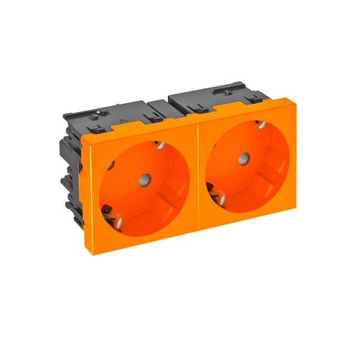 Tomada 33, dupla Alvéolos protegidos, 45connect 250V, 1016A Policarbonato cor de laranja RAL 2004