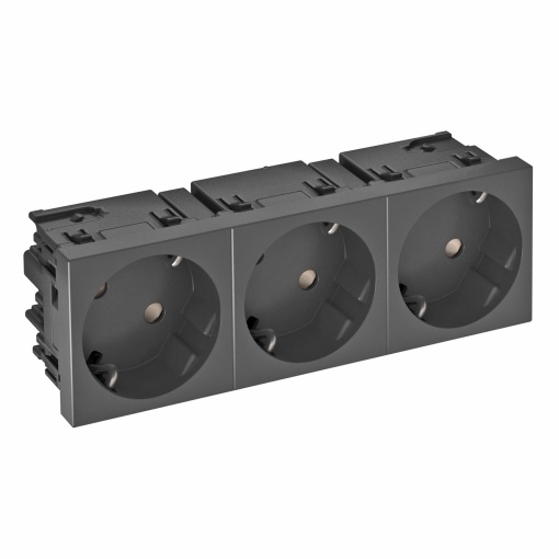 Tomada 33º, tripla Alvéolos protegidos, 45connect 250V, 1016A Policarbonato cinzento antracite RAL 7021