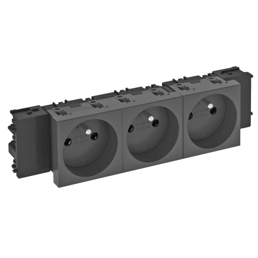 Tomada 0º, simples com pino de terra, Connect 45 250V, 1016A Policarbonato cinzento antracite RAL 7021