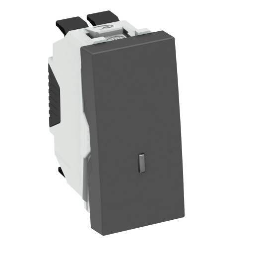 Comutador com luz de controlo 10 A, 250 V Policarbonato cinzento antracite RAL 7021