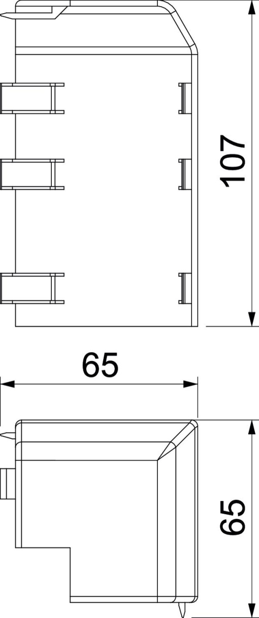 Ângulo externo RAUDUO 40x105 9010 Policloreto de vinilo branco puro RAL 9010