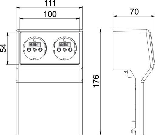 Suporte de aparelhos dupla RAUDUO 40x105 RAL9001 Policloreto de vinilo branco RAL 9001