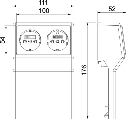 Suporte de aparelhos dupla SL 20x110 RAL9010 Policloreto de vinilo branco puro RAL 9010