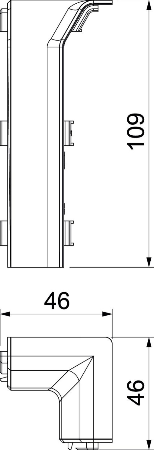 Ângulo interno SL 20x110 9010 Policloreto de vinilo branco puro RAL 9010