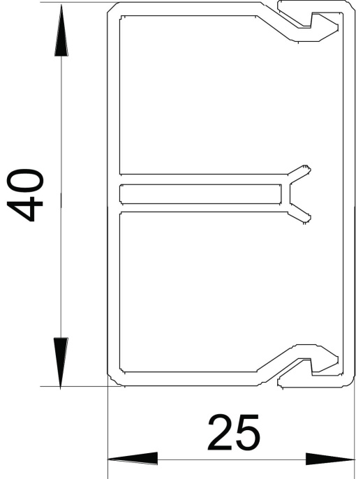 Calha com separador 25x40x2000 Policloreto de vinilo branco puro RAL 9010