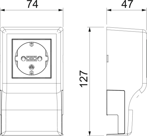 Suporte de aparelhos simples para Modul 45 74x127x47 Policarbonato branco puro RAL 9010