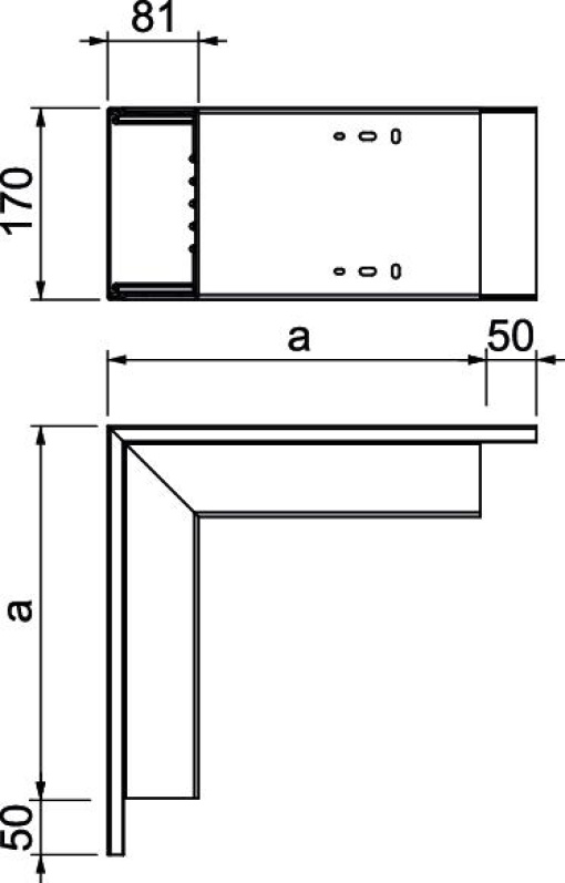 Ângulo externo 250x170x80 Policloreto de vinilo branco puro RAL 9010