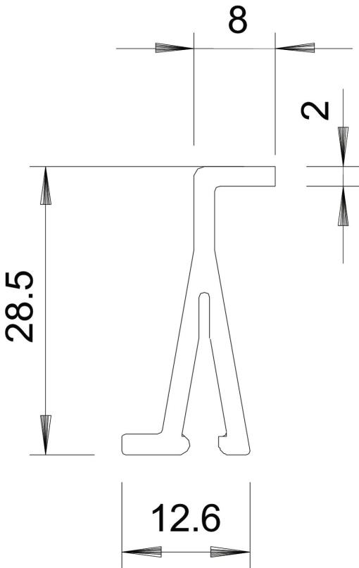 Separador livre de halogéneo 15x28x2000 Policarbonatoacrilonitrila-butadieno-estireno cinzento claro RAL 7035