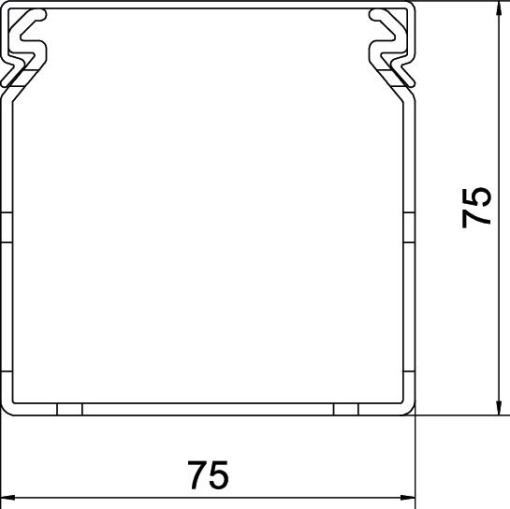 Calha de cablagem livre de halogéneo 75x75x2000 Policarbonatoacrilonitrila-butadieno-estireno cinzento claro RAL 7035