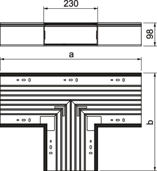 Derivação em T 600x230x100 Policloreto de vinilo branco puro RAL 9010