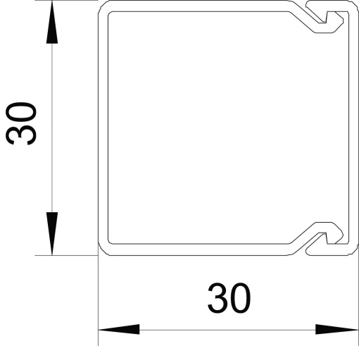 Calha com base perfurada 30x30x2000 Policloreto de vinilo cinzento claro RAL 7035