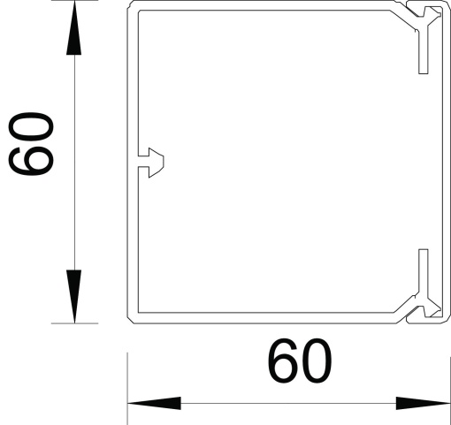 Calha com base perfurada 60x60x2000 Policloreto de vinilo branco puro RAL 9010