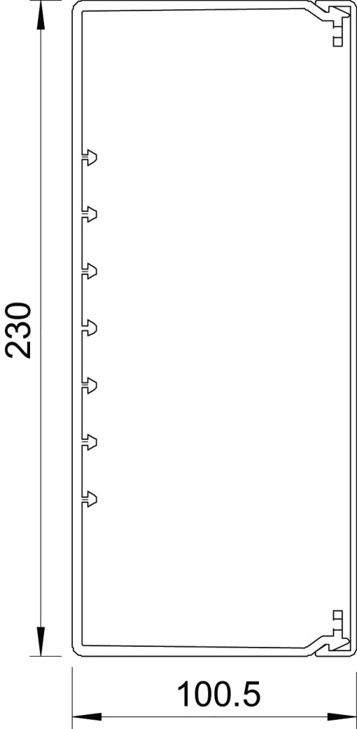 Calha com base perfurada 100x230x2000 Policloreto de vinilo cinzento pedra RAL 7030
