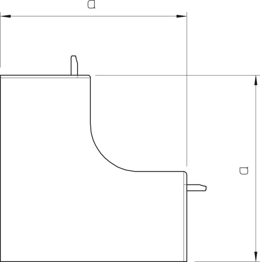 Ângulo interno 25x25mm Policloreto de vinilo branco puro RAL 9010