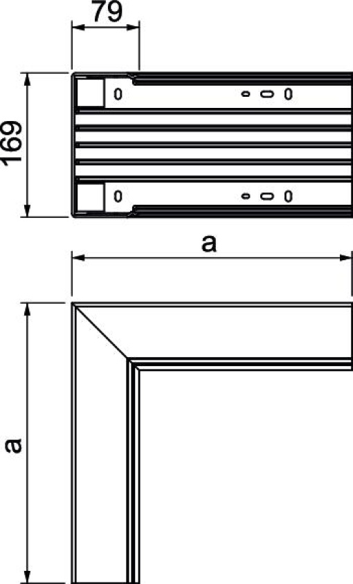 Ângulo interno 329x170x80 Policloreto de vinilo branco puro RAL 9010