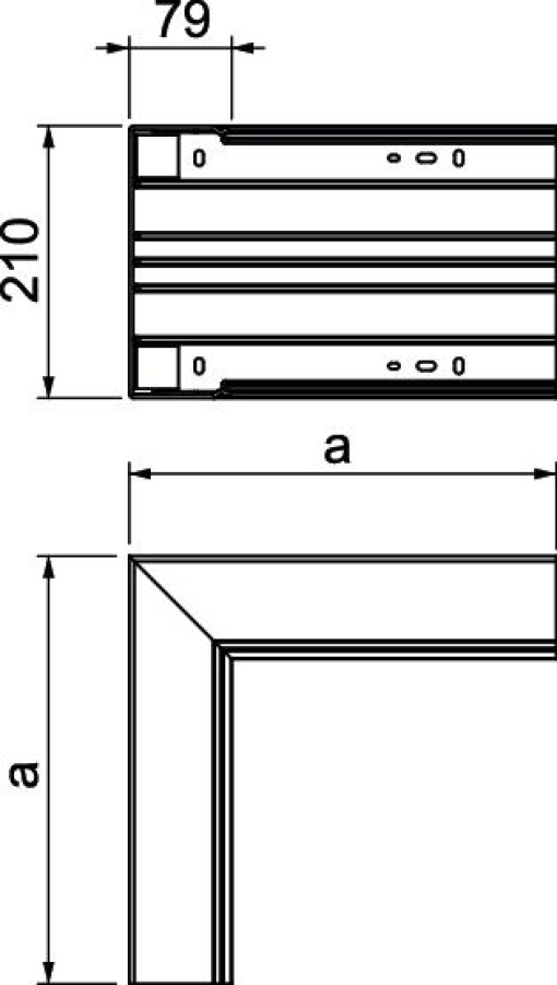Ângulo interno 329x210x80 Policloreto de vinilo branco puro RAL 9010