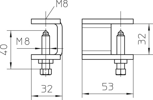 Peça de aperto para caminhos de cabos escada 32x88x5 Aço inoxidável, livre de ferrugem A2 1.4301 brilhante, pós-tratamento