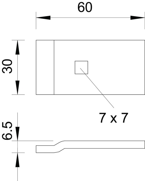 Peça de aperto para caminho cabos escada L110 60x30 Aço inoxidável A4 1.4571 brilhante, pós-tratamento