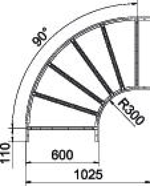Ângulo 90 para caminhos de cabos escada 60x600 Aço galvanizado pelo método Sendzimir zinco