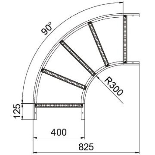 Ângulo 90 para caminhos de cabos escada 60x400 Aço Galvanizado por imersão a quente após maquinação zinco