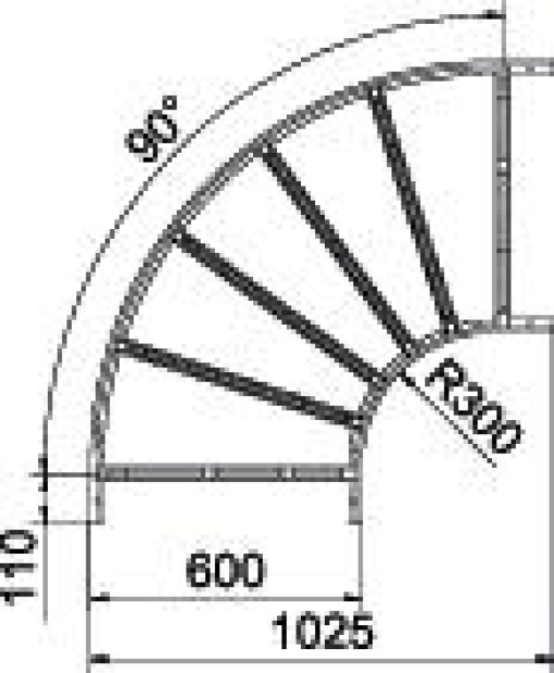 Ângulo 90 para caminhos de cabos escada 110x600 Aço galvanizado pelo método Sendzimir