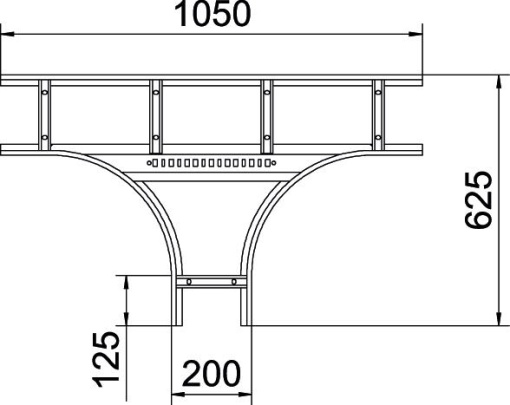 Derivação em T para caminhos de cabos escada 110x200 Aço galvanizado por imersão a quente após maquinação