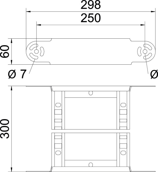 Elemento do ângulo regulável para caminhos de cabos escada 60x300 Aço inoxidável, livre de ferrugem A2 1.4301 brilhante, pós-tratamento