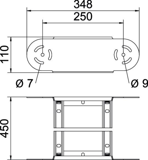 Adjustable bend element for cable ladder 110x450 Aço Galvanizado por imersão a quente após maquinação zinco