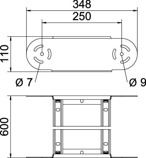 Elemento do ângulo regulável para caminhos de cabos escada 110x600 Aço galvanizado por imersão a quente após maquinação