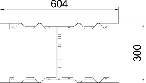 União multifuncional para caminhos de cabos escada 60x300 Aço galvanizado pelo método Sendzimir