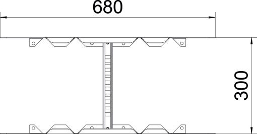 União multifuncional para caminhos de cabos escada 110x300 Aço galvanizado pelo método Sendzimir