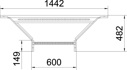 Derivação simples para caminhos de cabos escada 110x600 Aço galvanizado pelo método Sendzimir