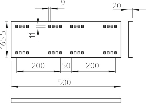 União reta para sistema grandes vãos 160 160x500 Aço galvanizado pelo método Sendzimir